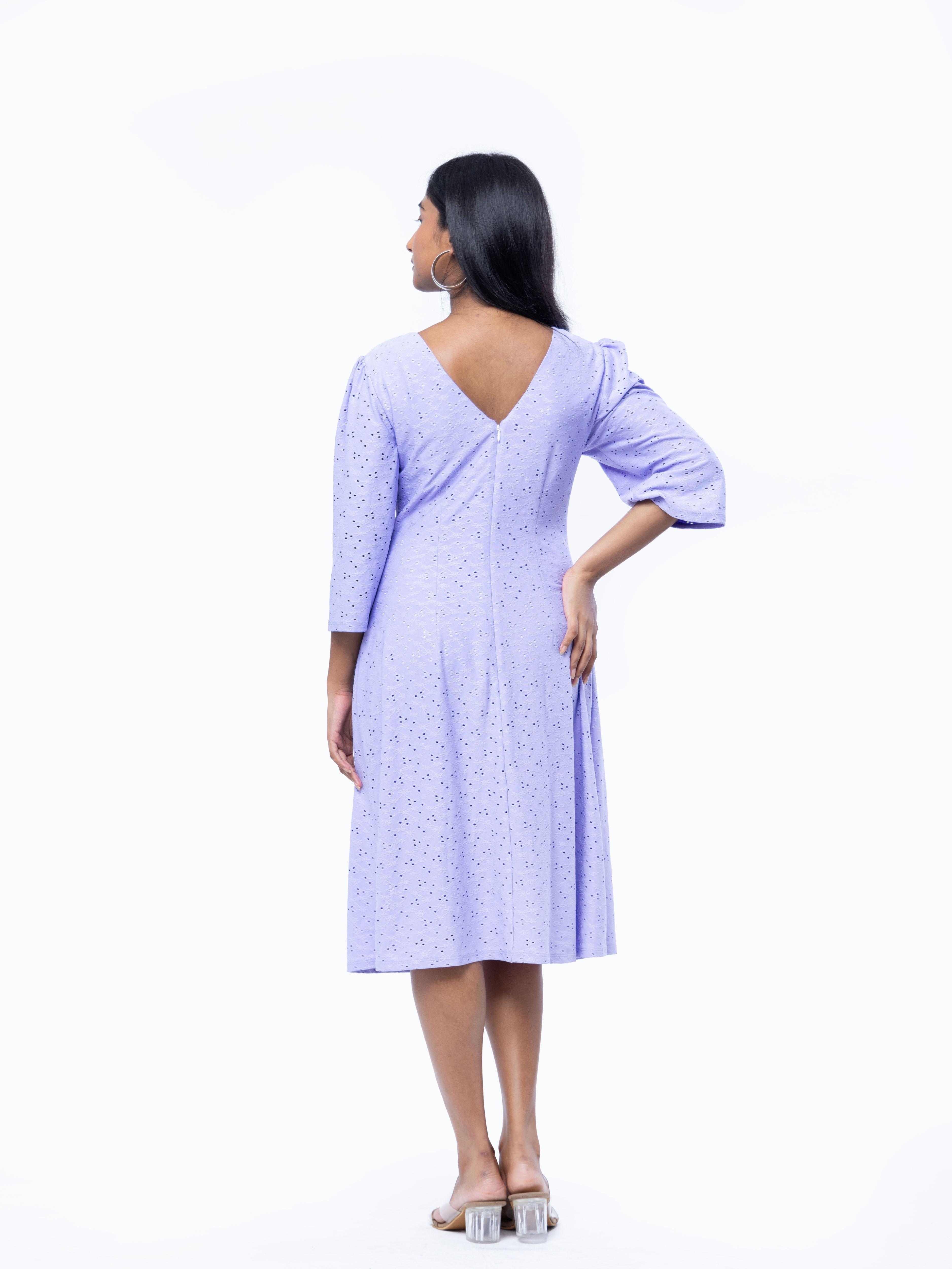 Lavender Midi Embroided Dress