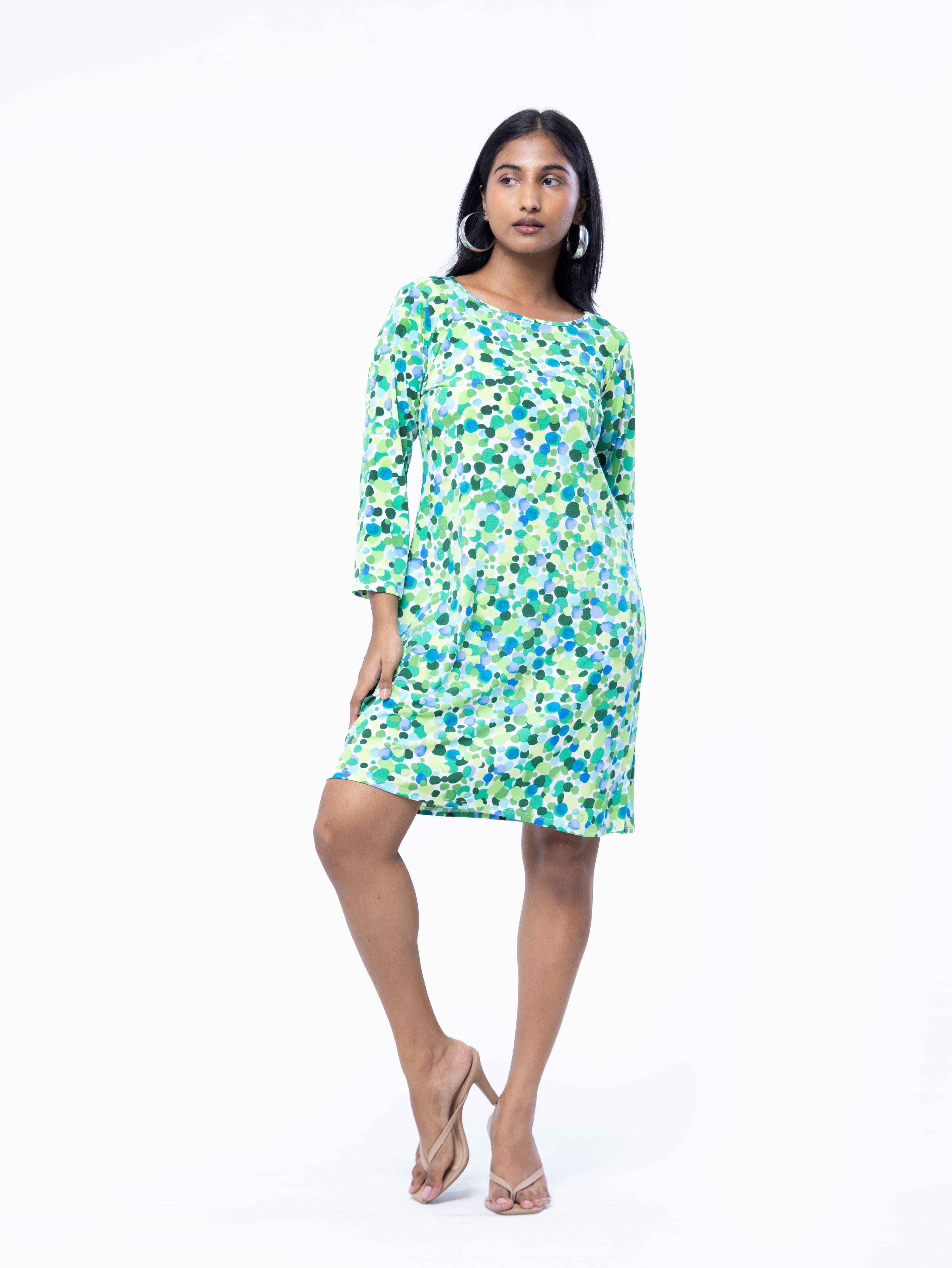 Floral Cotton Midi Dress- Green - Avirate Sri Lanka
