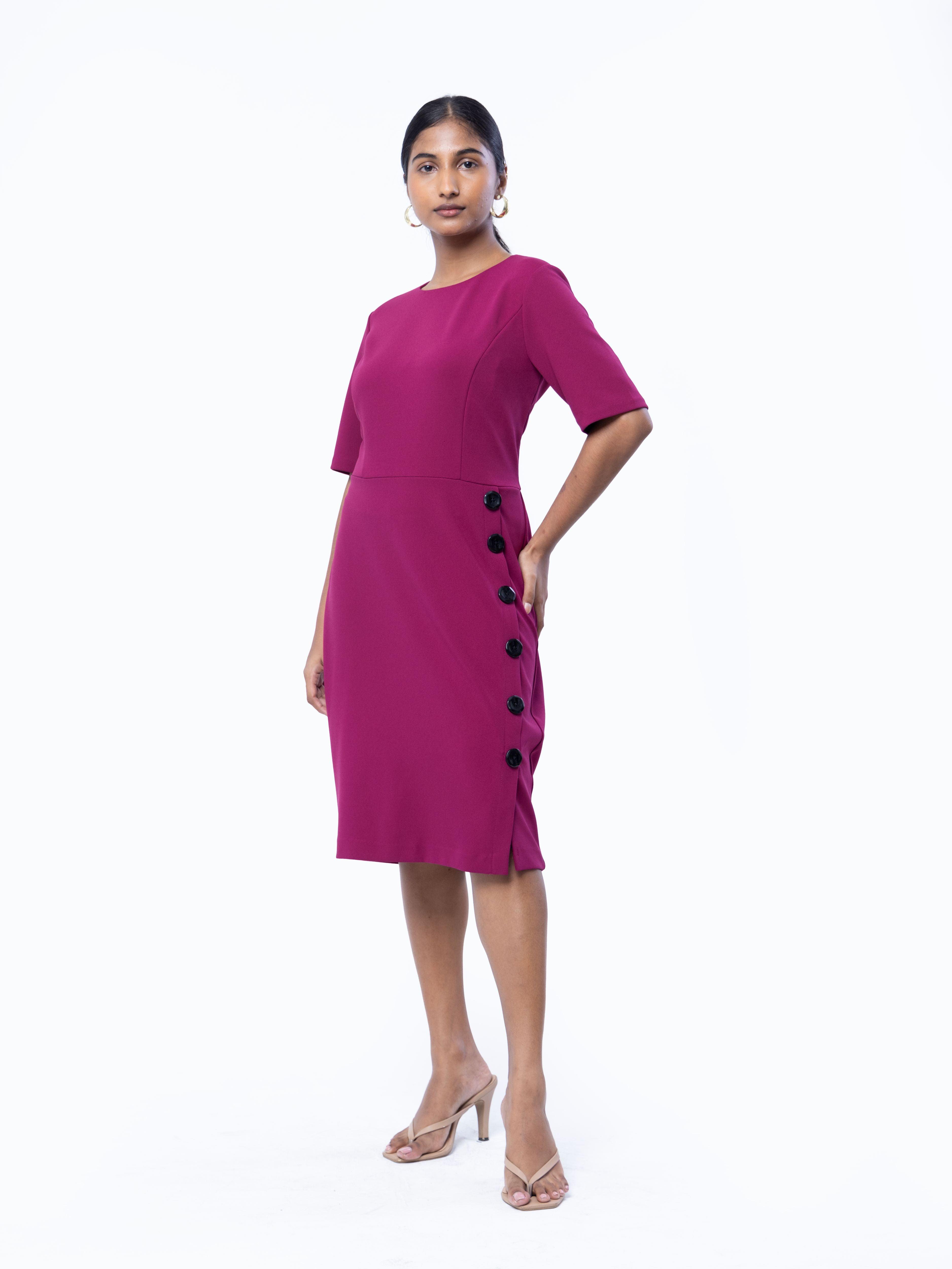 Formal Work Wear Midi Dress Pink - Avirate Sri Lanka