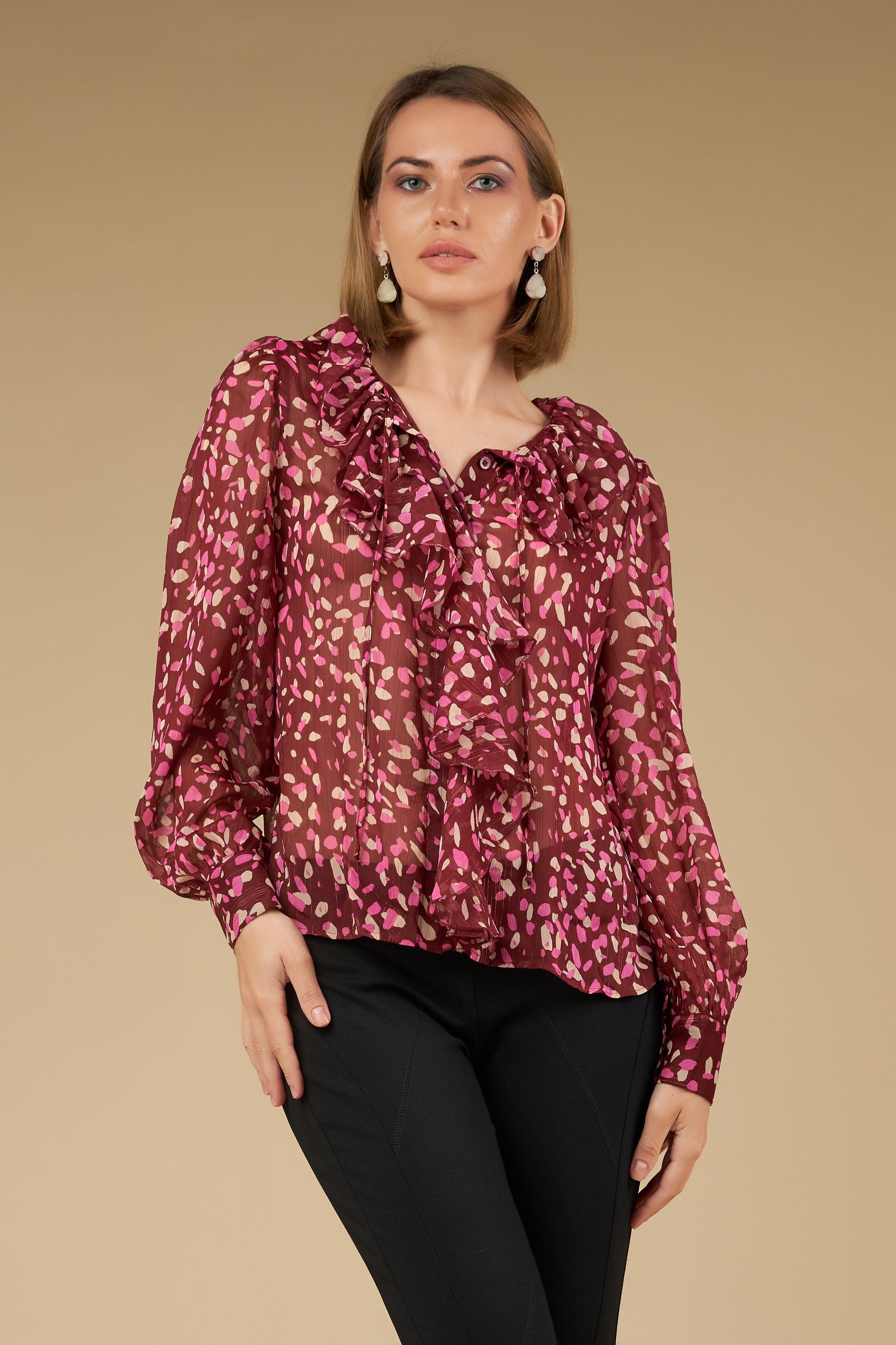 Anna Sheer Top - maroon - Avirate Sri Lanka