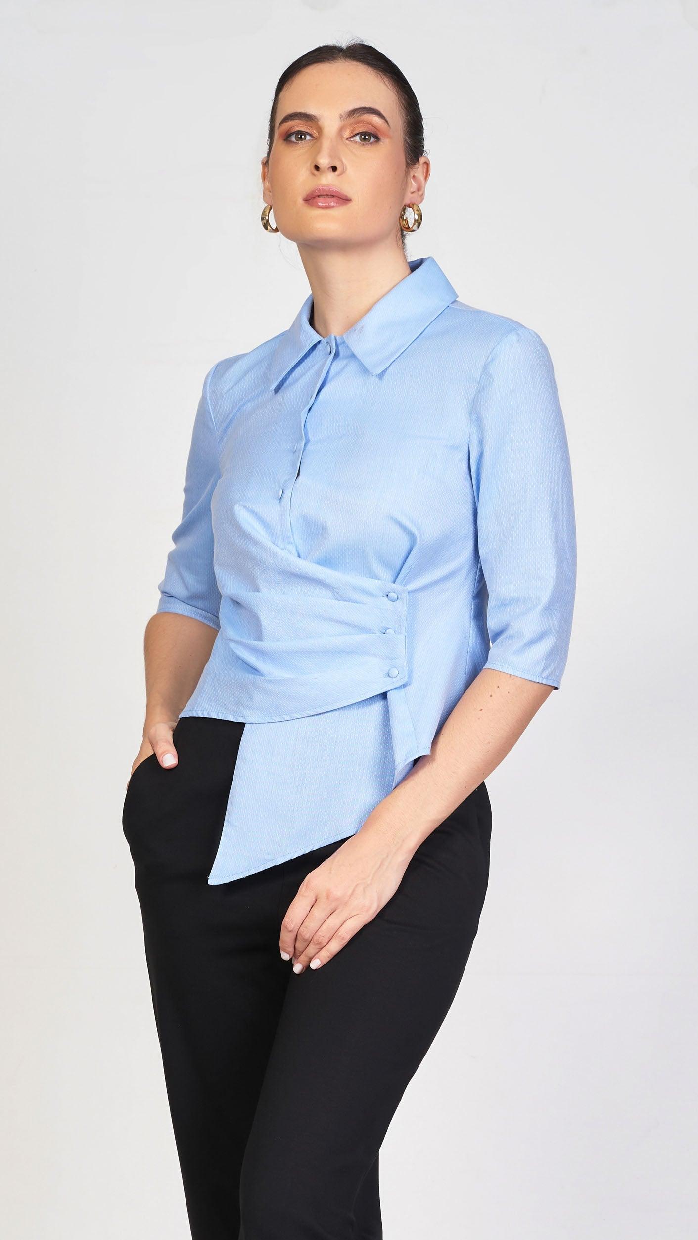 Clinched button detail top - Avirate Sri Lanka