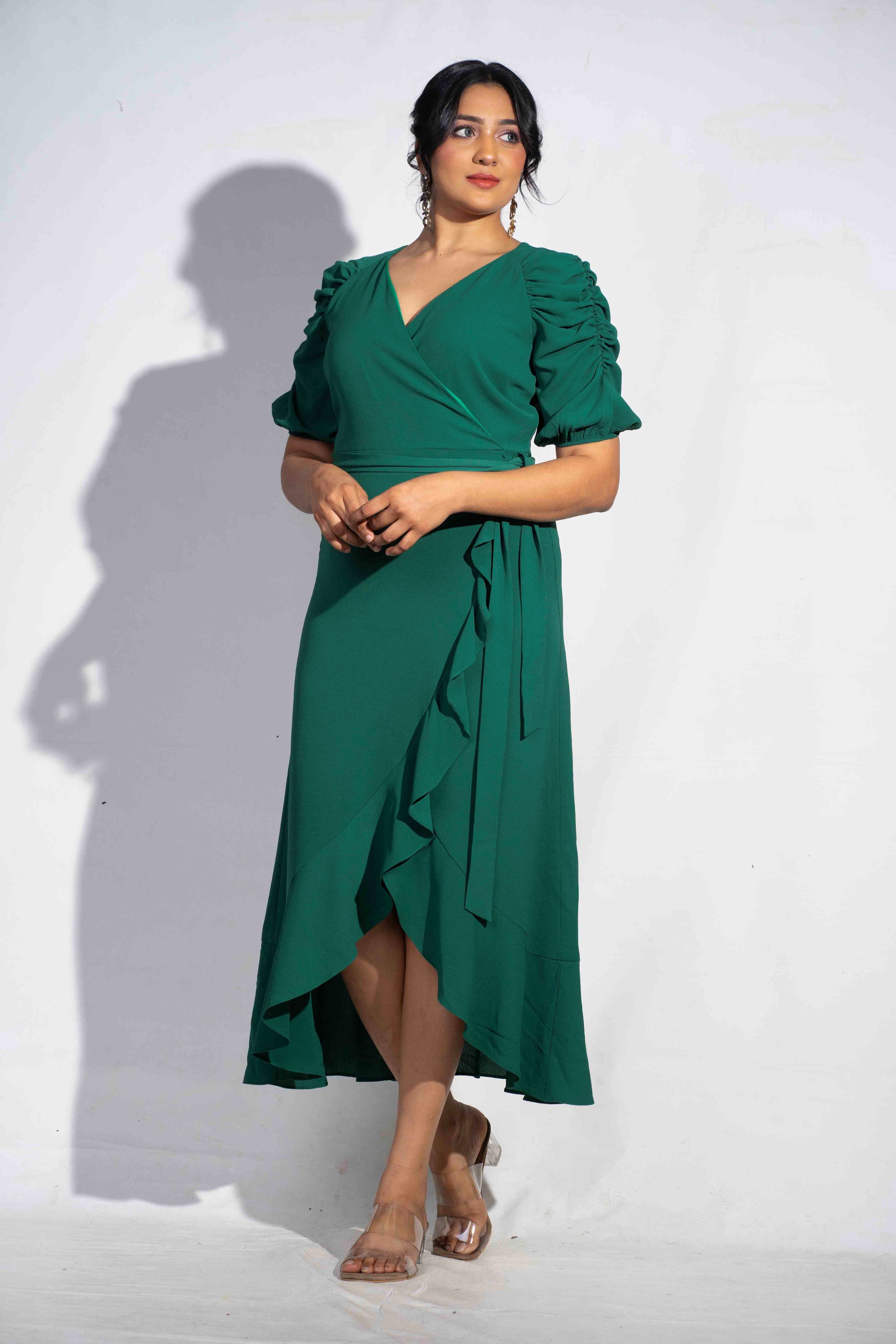 Emerald Tie on waist dress - Avirate Sri Lanka
