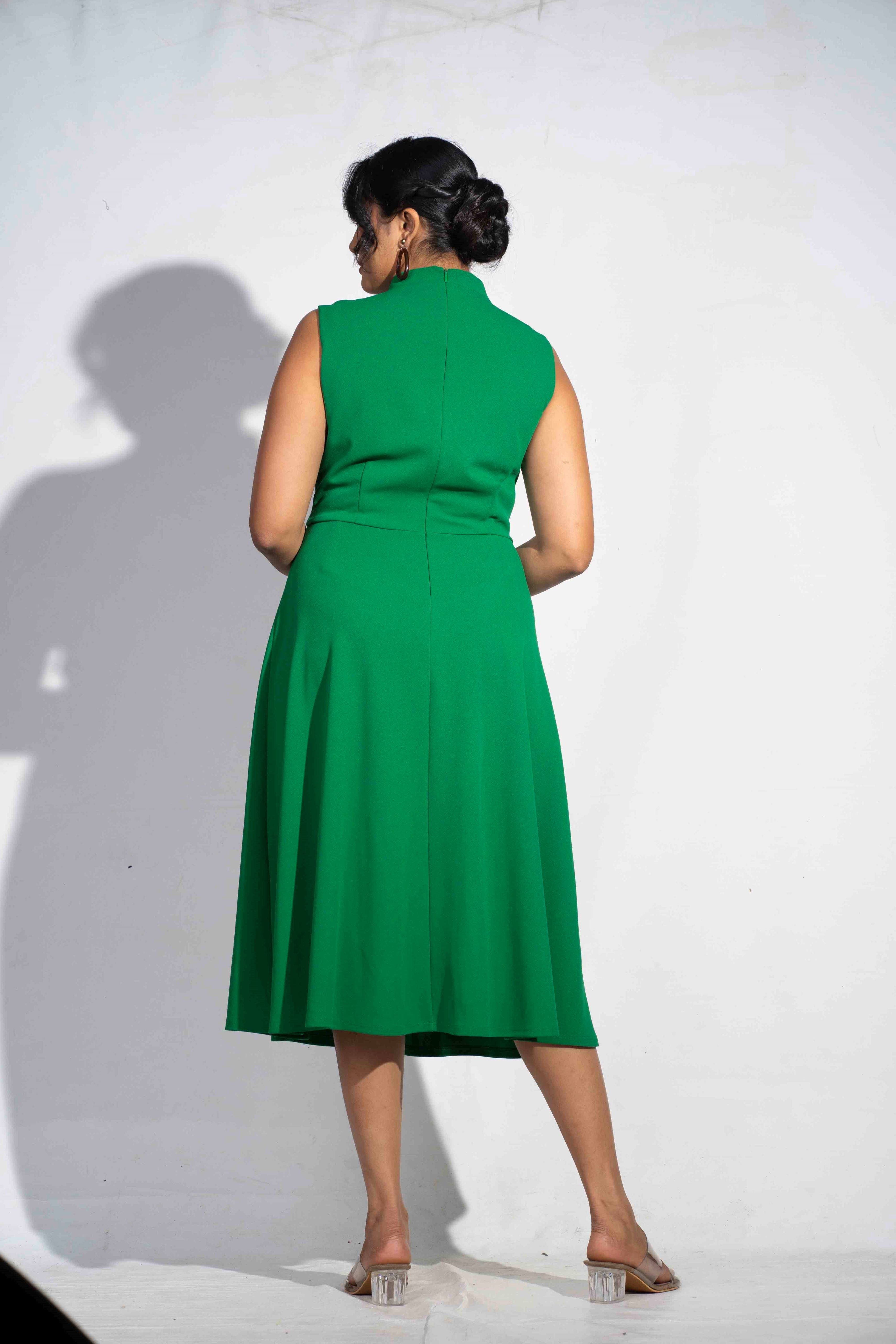 Green Tourmaline Tie Neck Dress - Avirate Sri Lanka