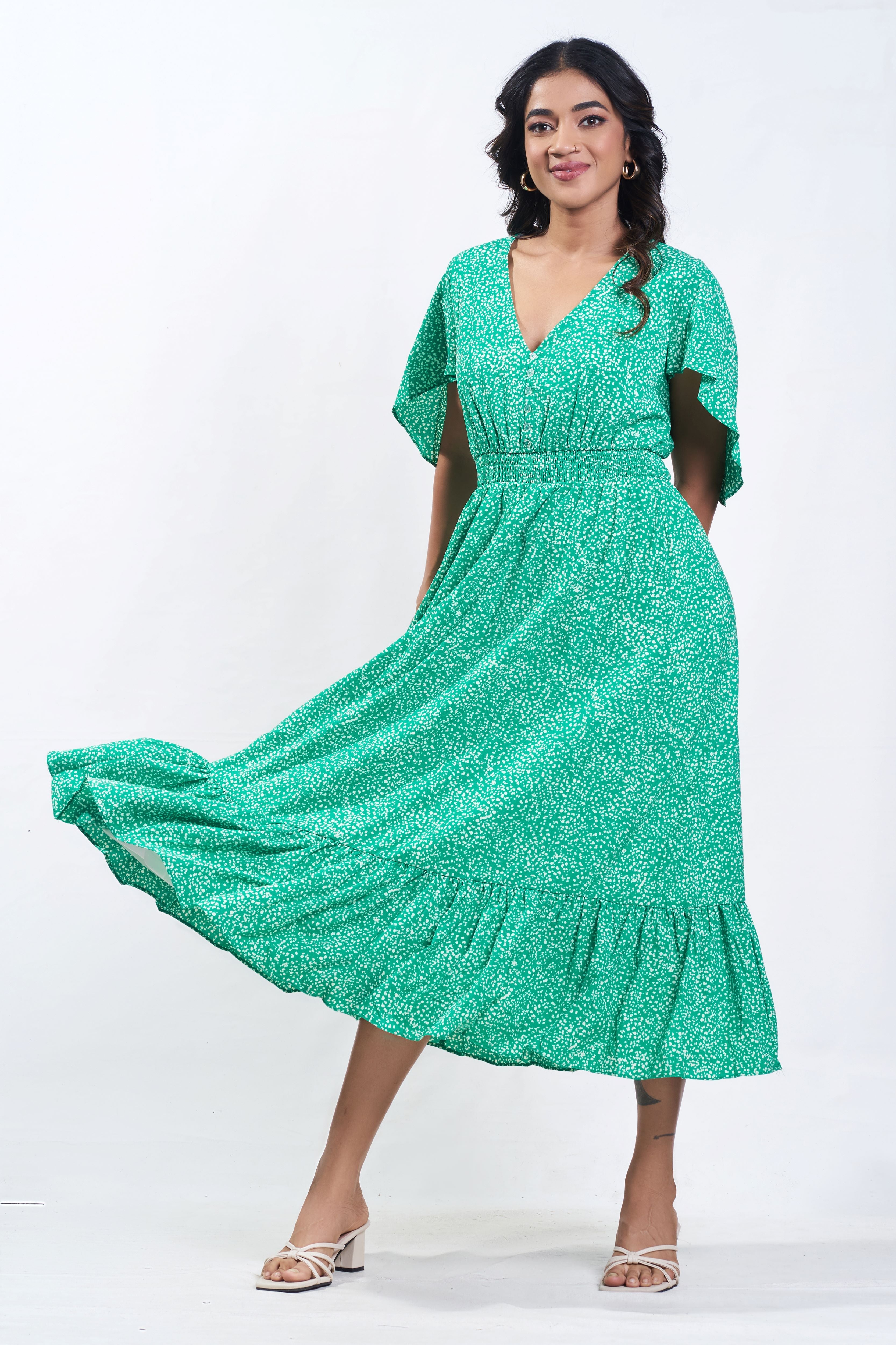 Petite polka dot midi frill dress - Avirate Sri Lanka