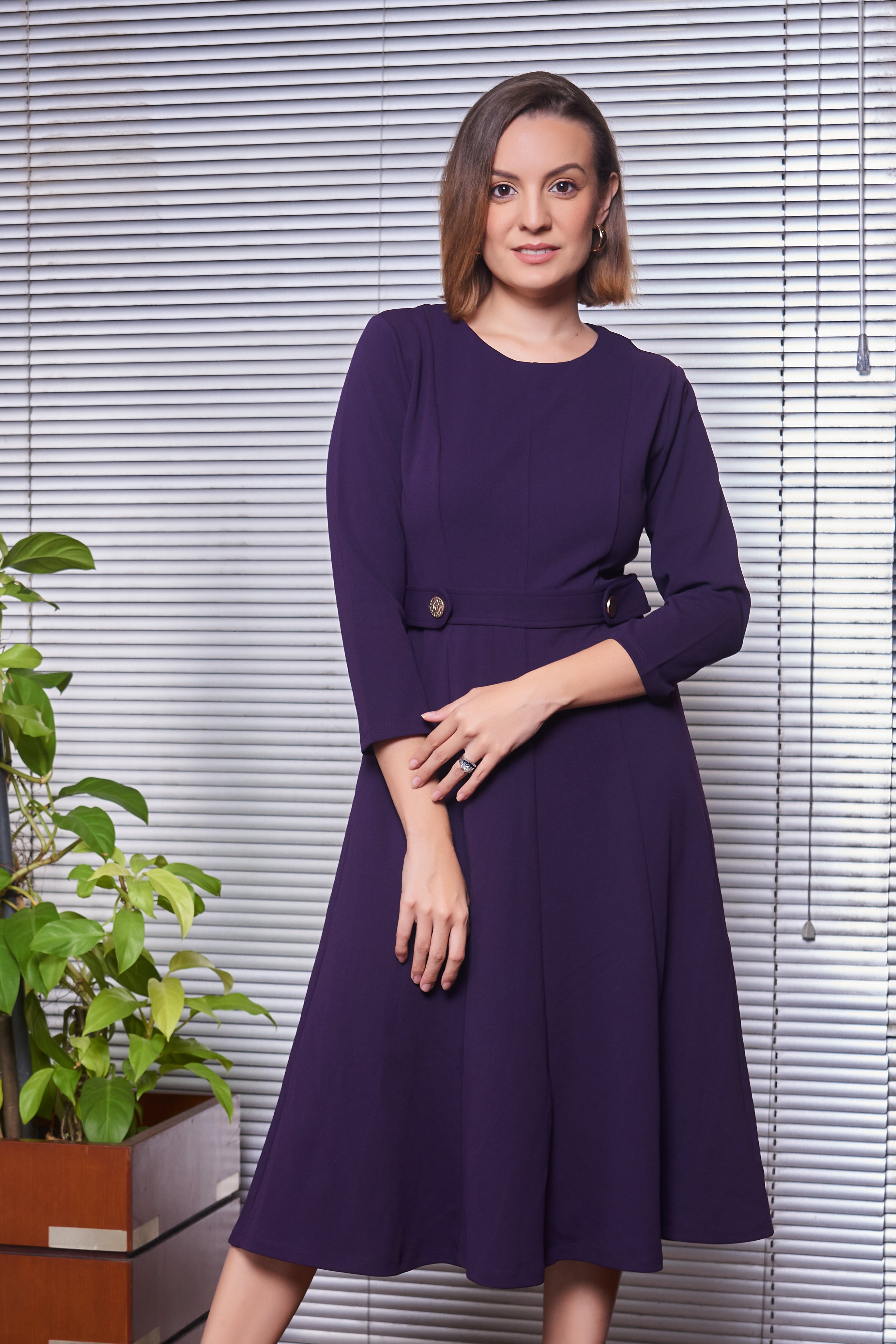 Violet buttoned dress - Avirate Sri Lanka