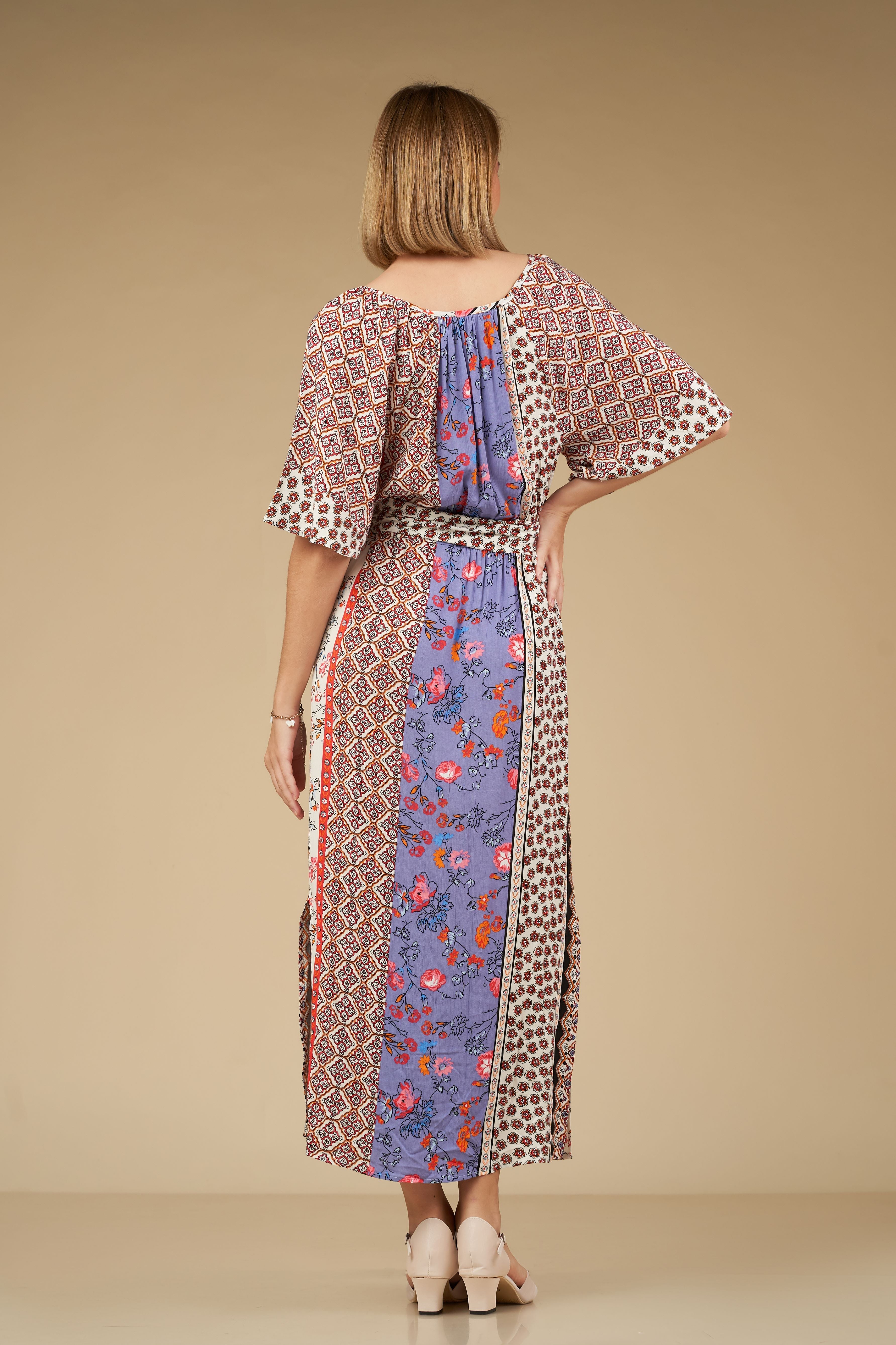 Zari Patchwork print Maxi dress - Avirate Sri Lanka