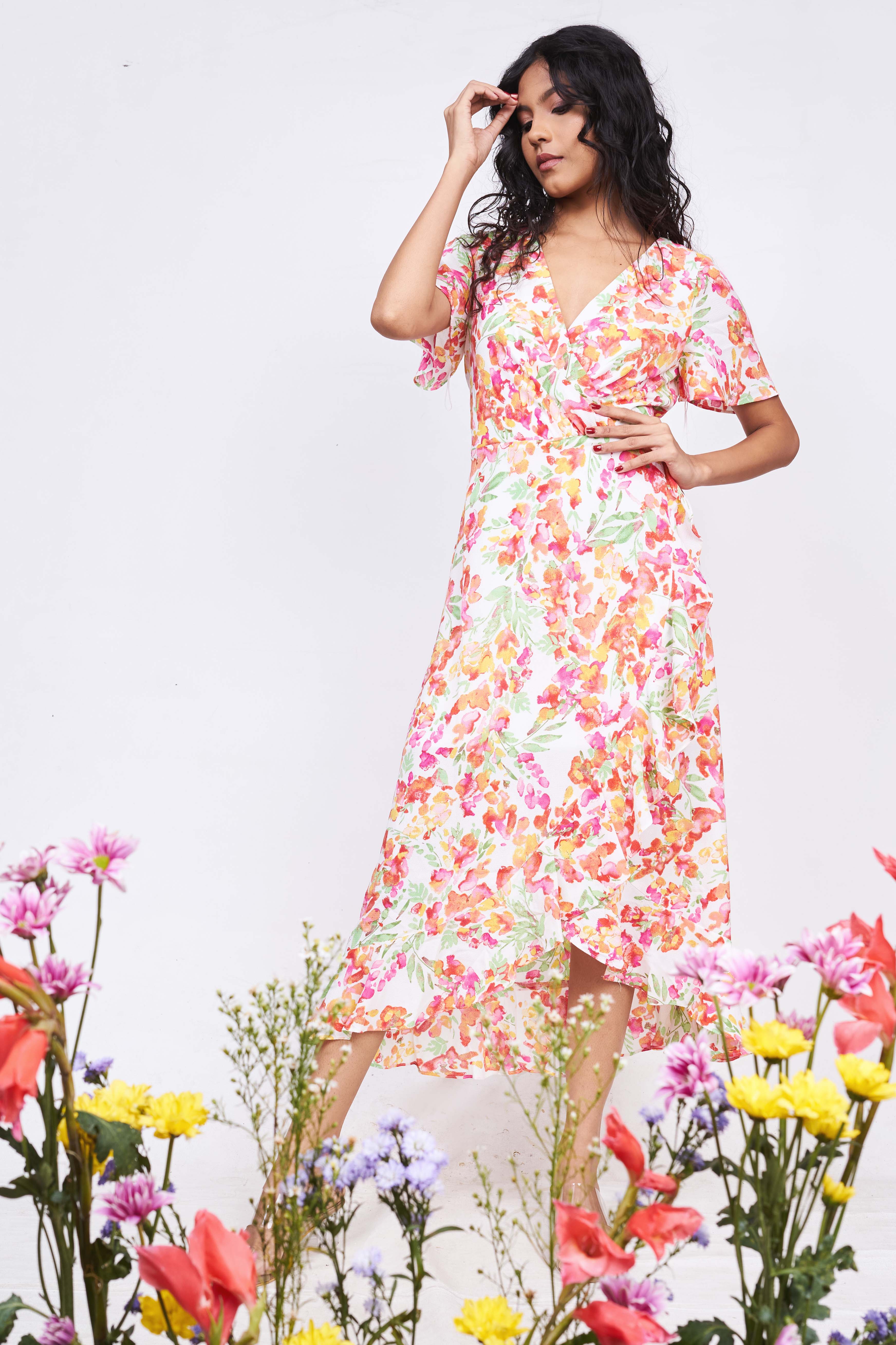 Spring whisper high - low dress