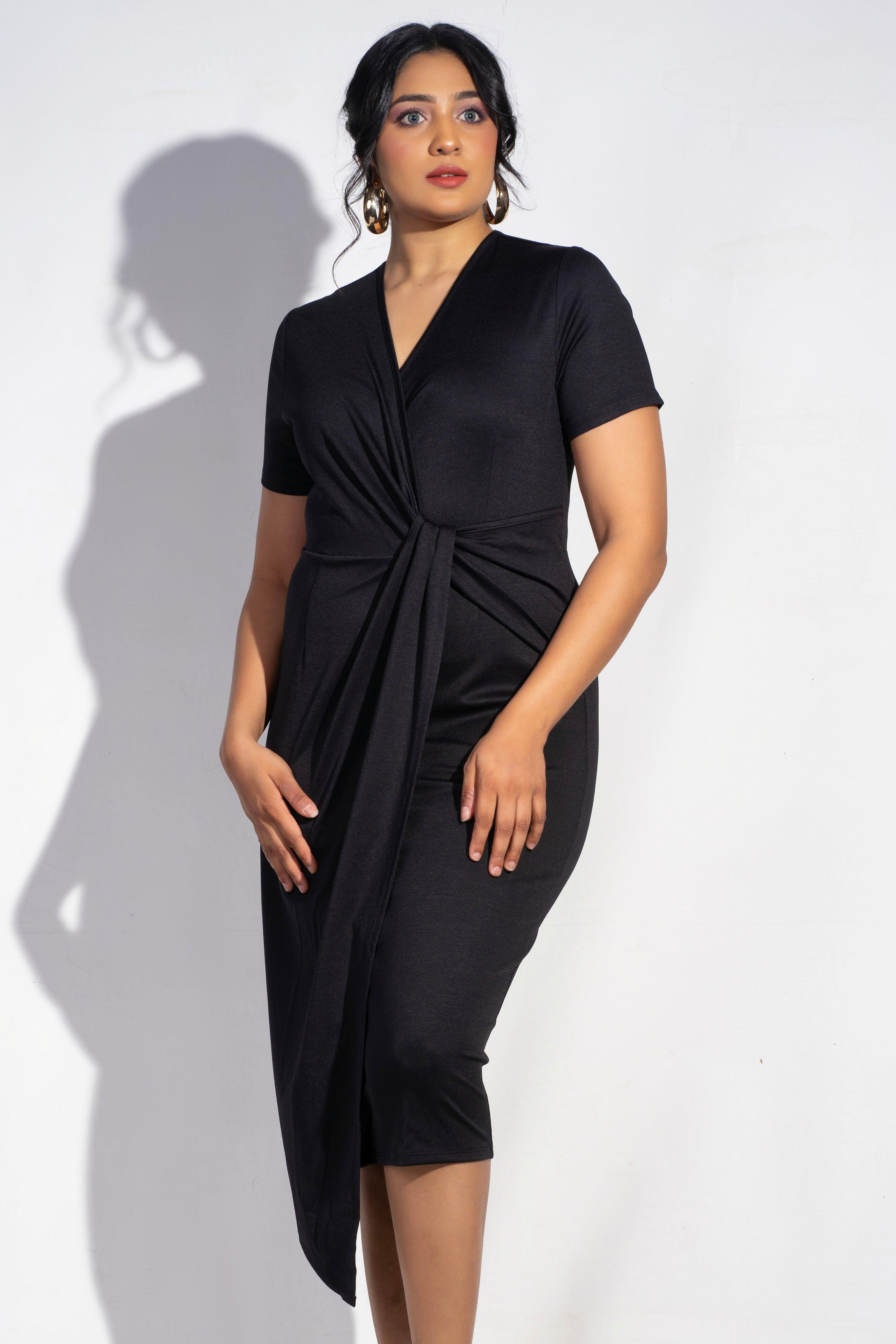 Black Onyx front Twist dress - Avirate Sri Lanka