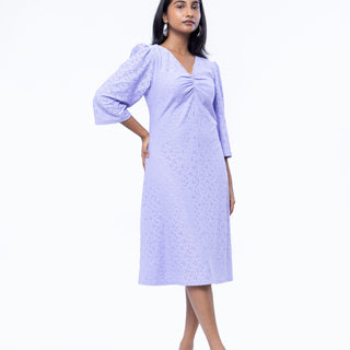 Lavender Midi Embroided Dress - Avirate Sri Lanka