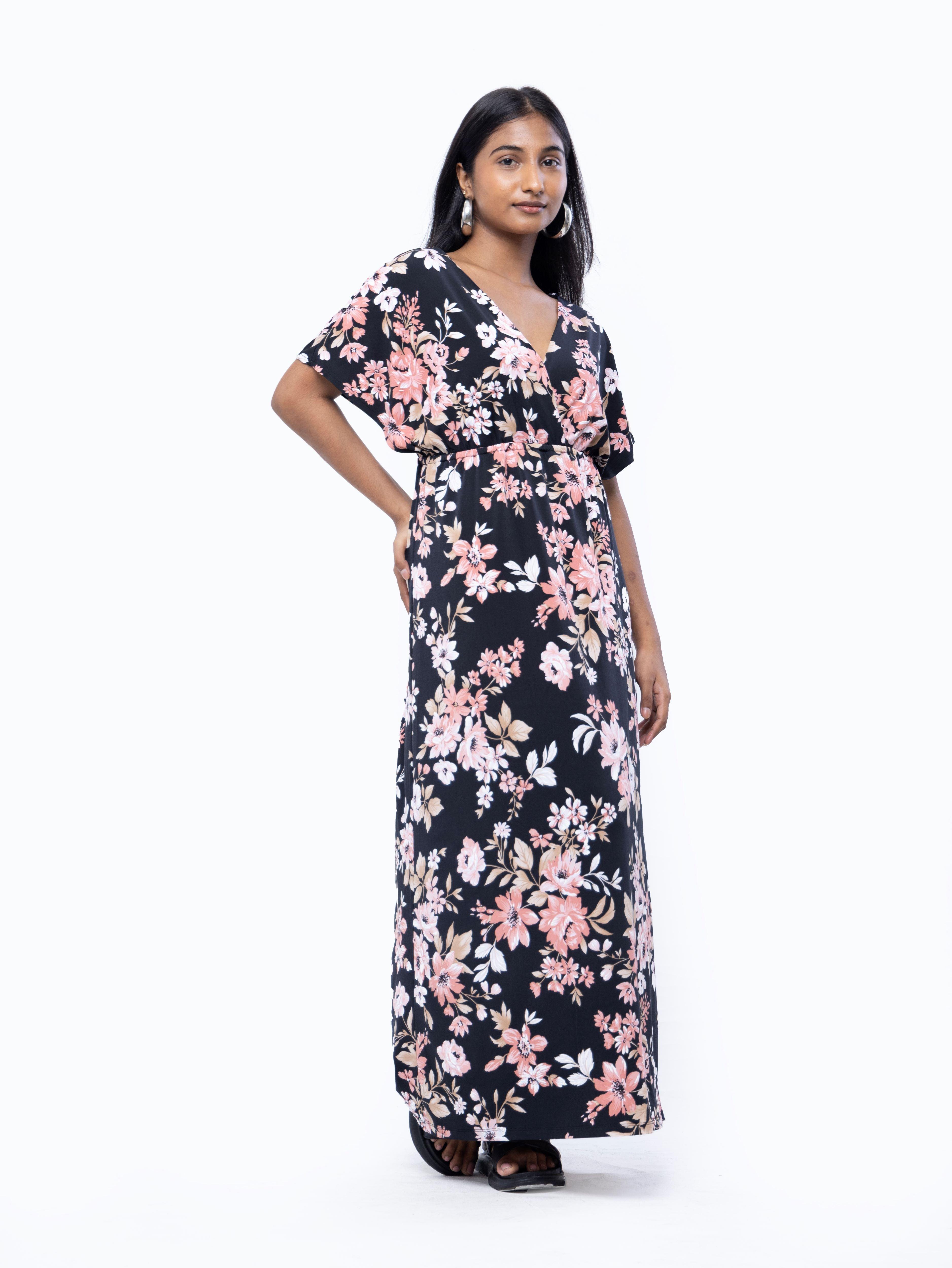 Printed Floral Maxi Dress - Avirate Sri Lanka