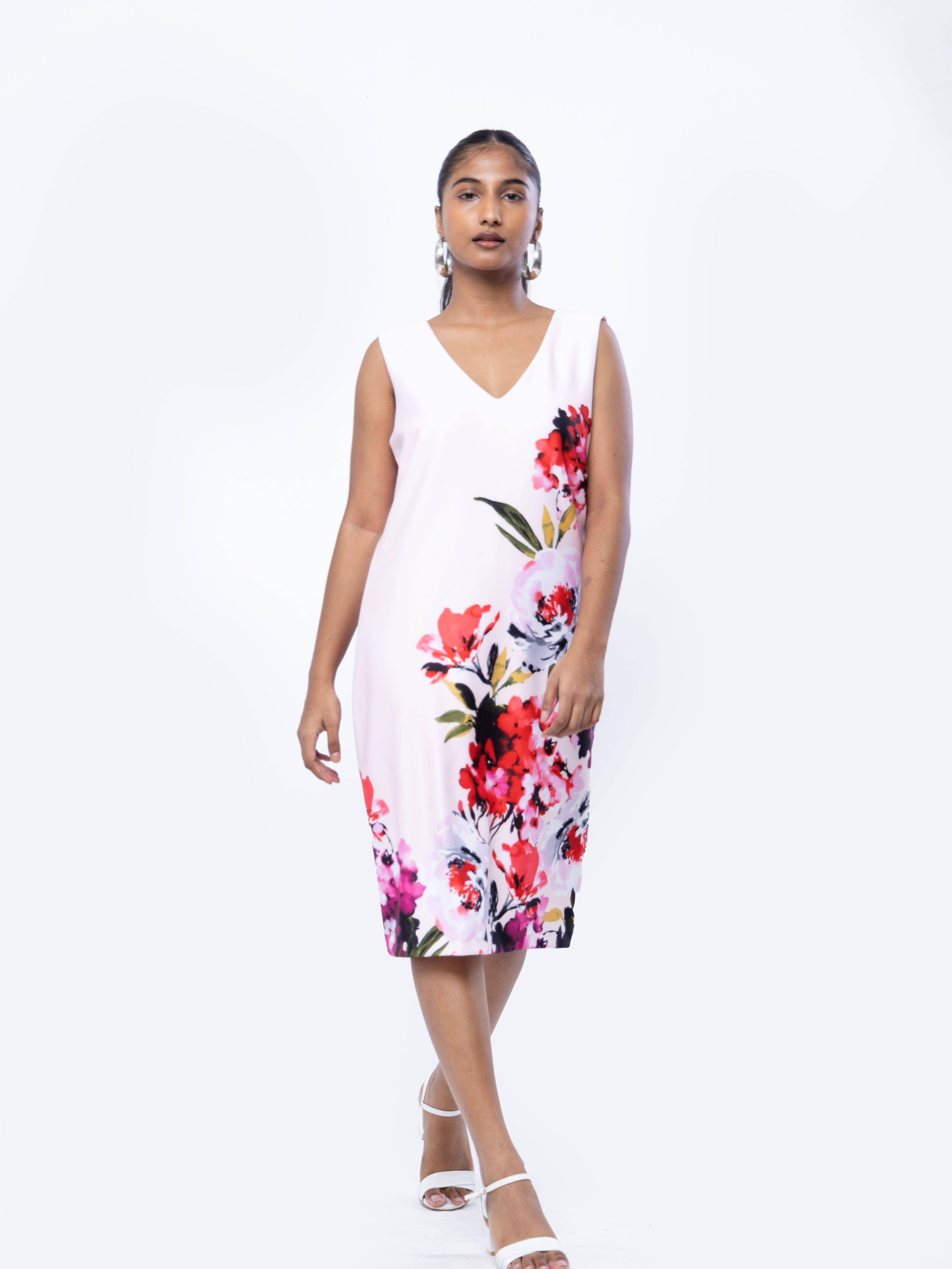 Floral Sleeveless Dress - Avirate Sri Lanka