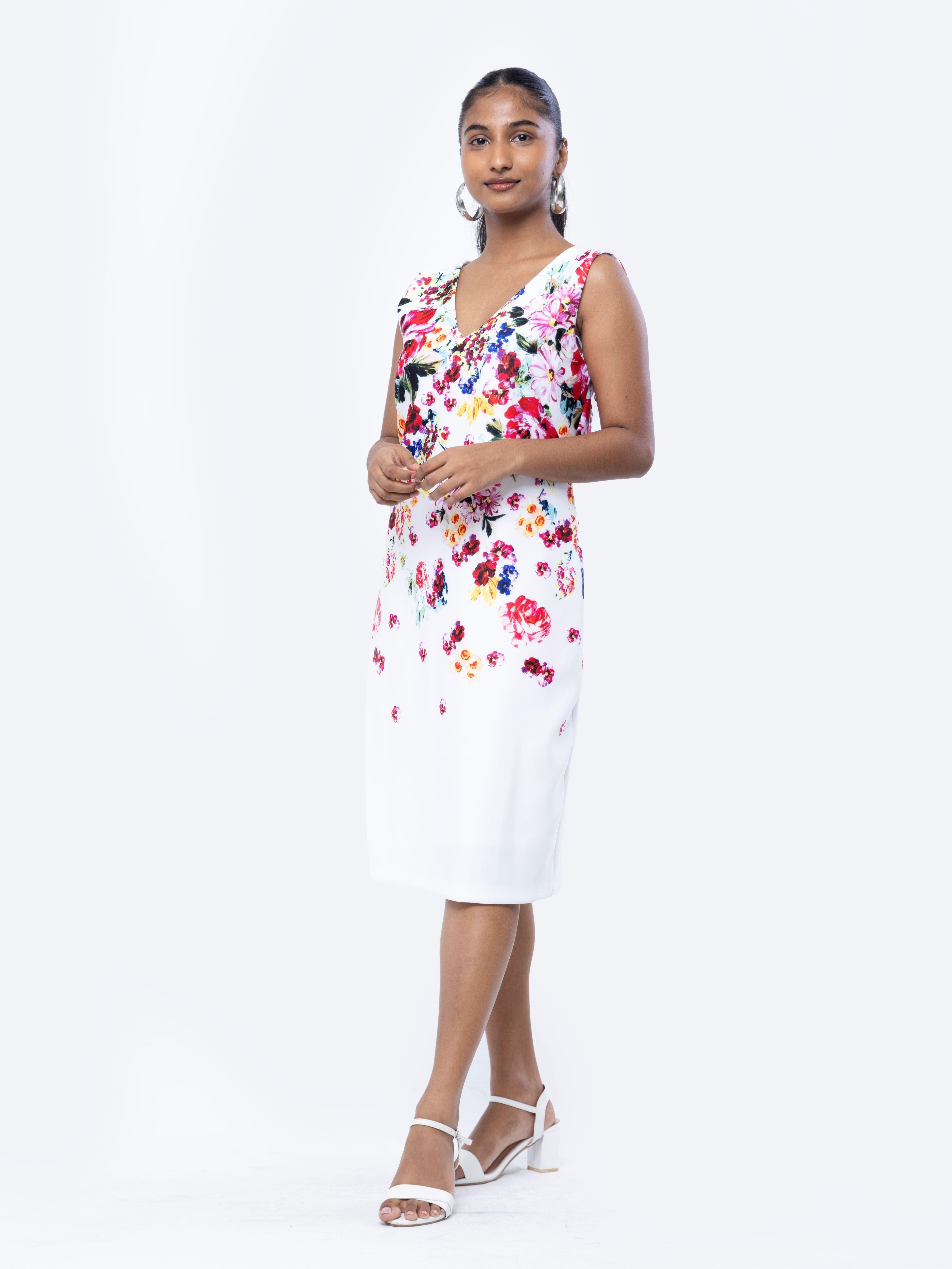 Floral Sleeveless Midi Dress - Avirate Sri Lanka