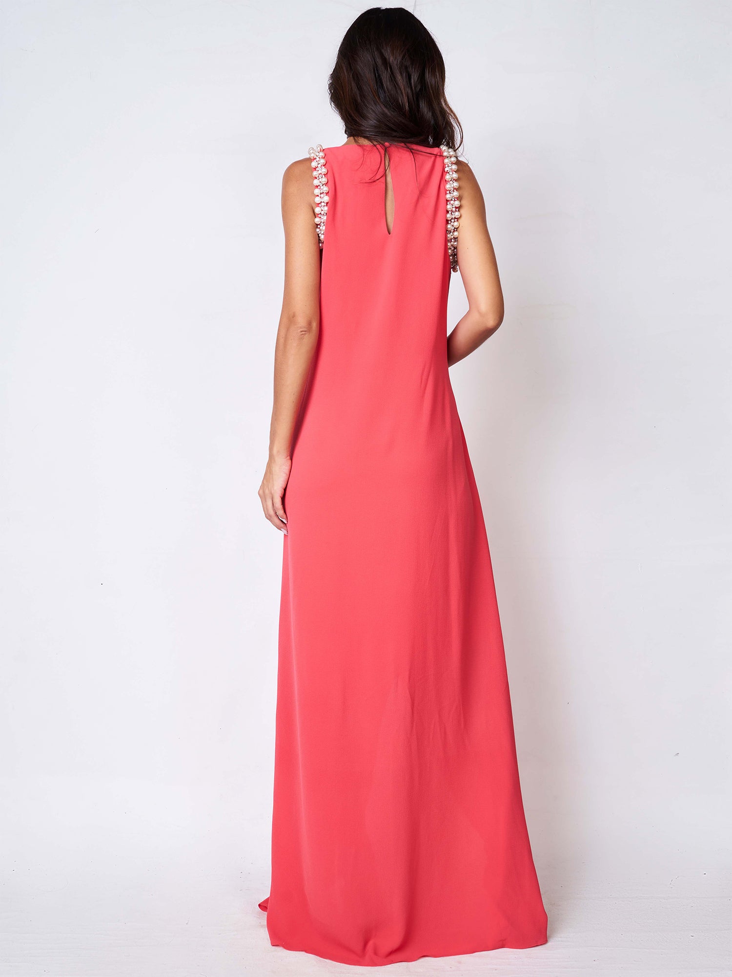 High - Low beaded dress - orange
