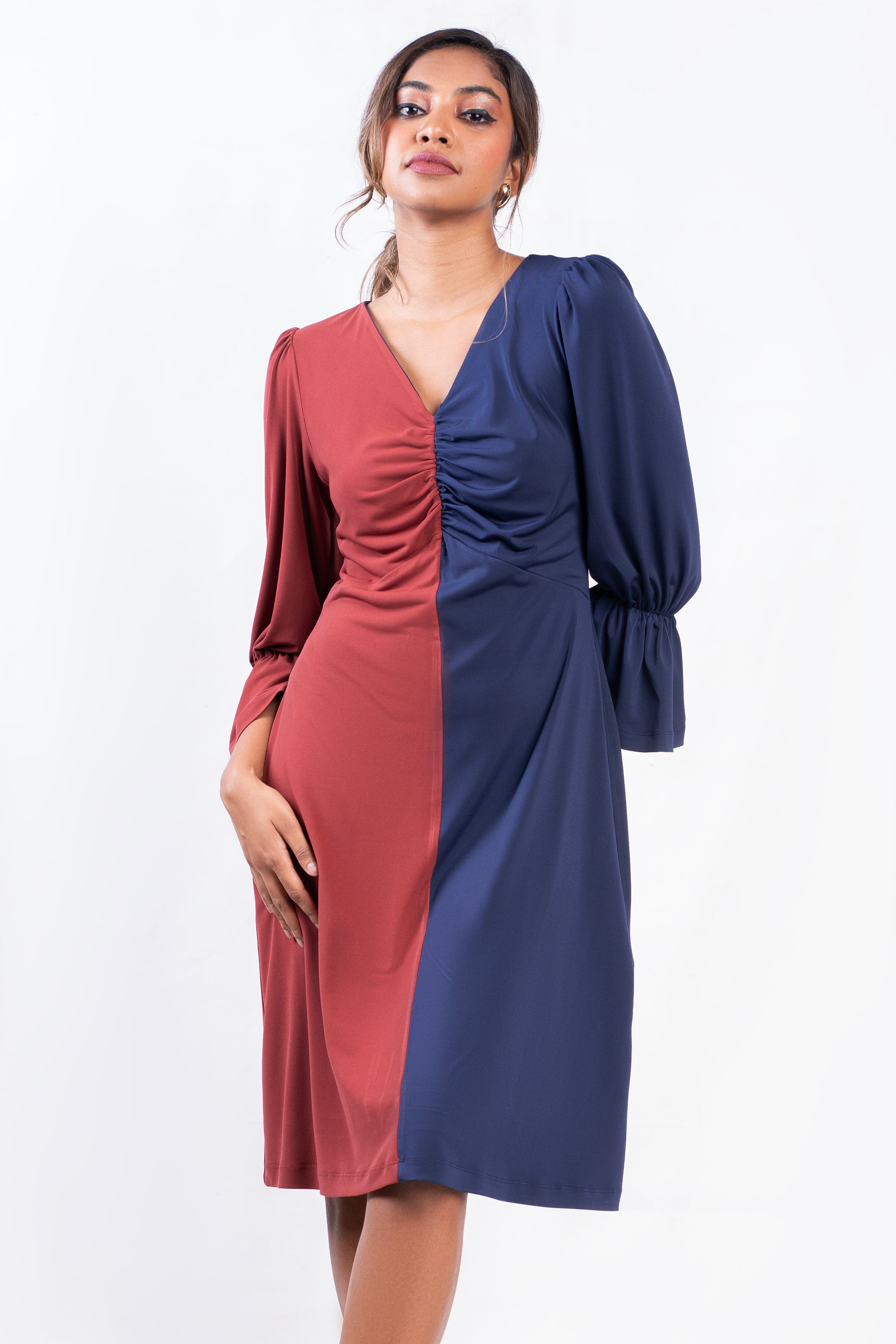 Laura Dual Center ruched Jersey Dress