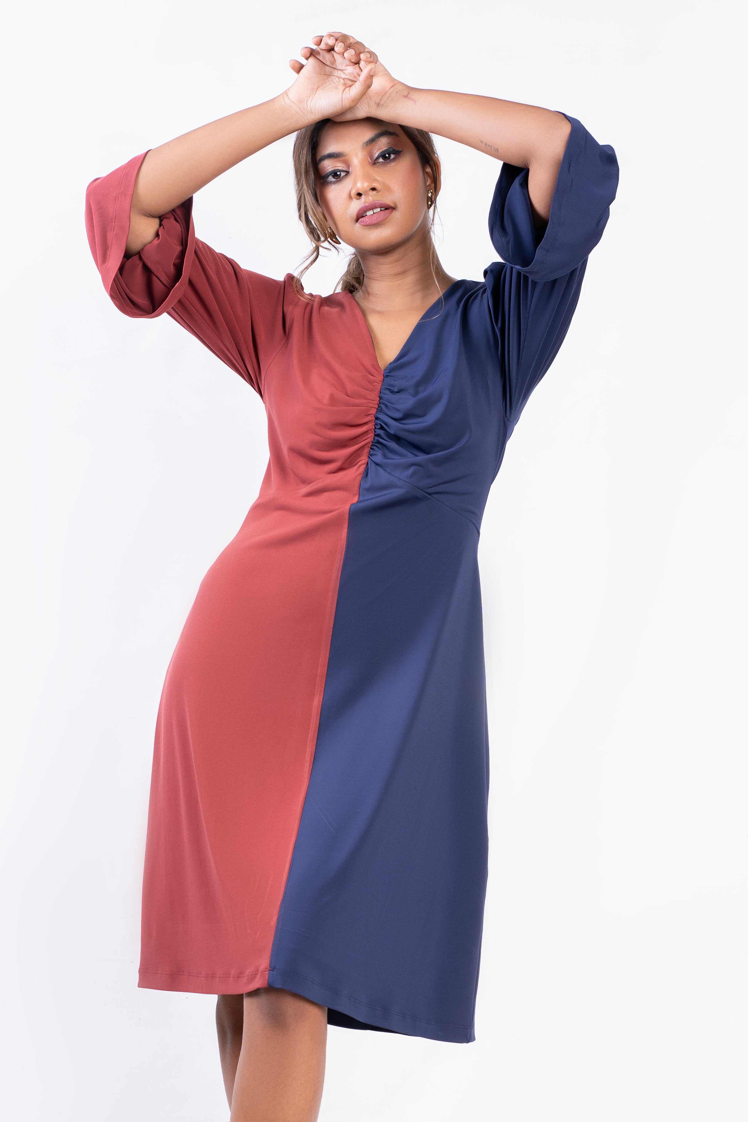 Laura Dual Center ruched Jersey Dress
