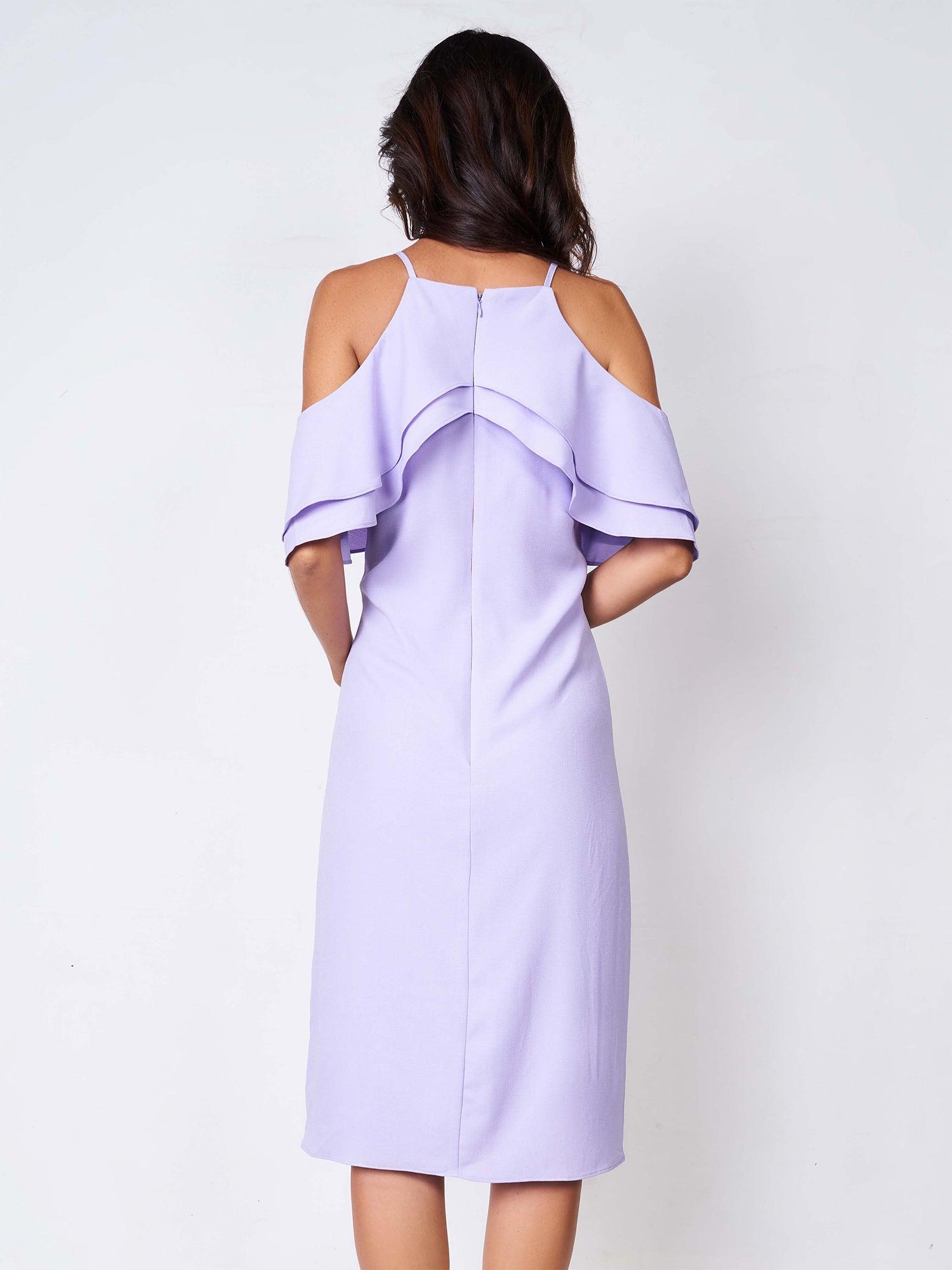 Lilac shoulder cutout dress