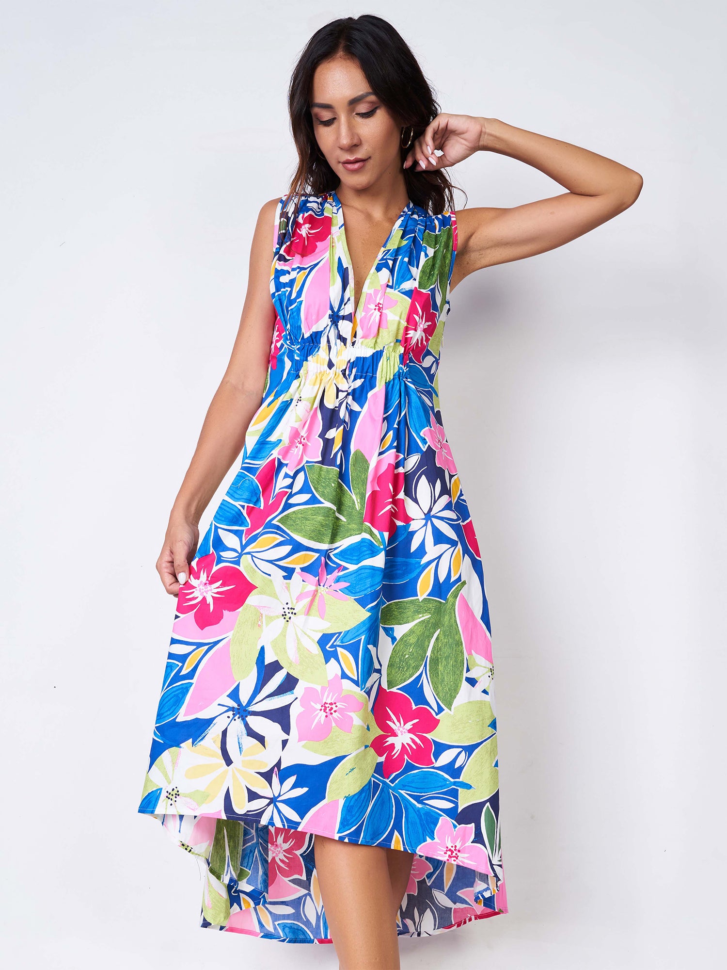 Multi-Color Floral Print Maxi Dress