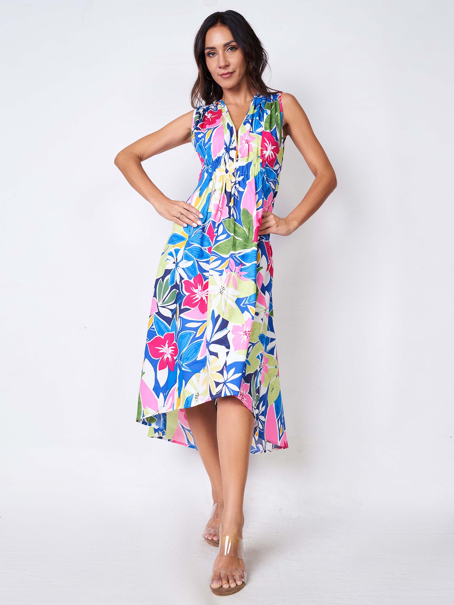 Multi-Color Floral Print Maxi Dress