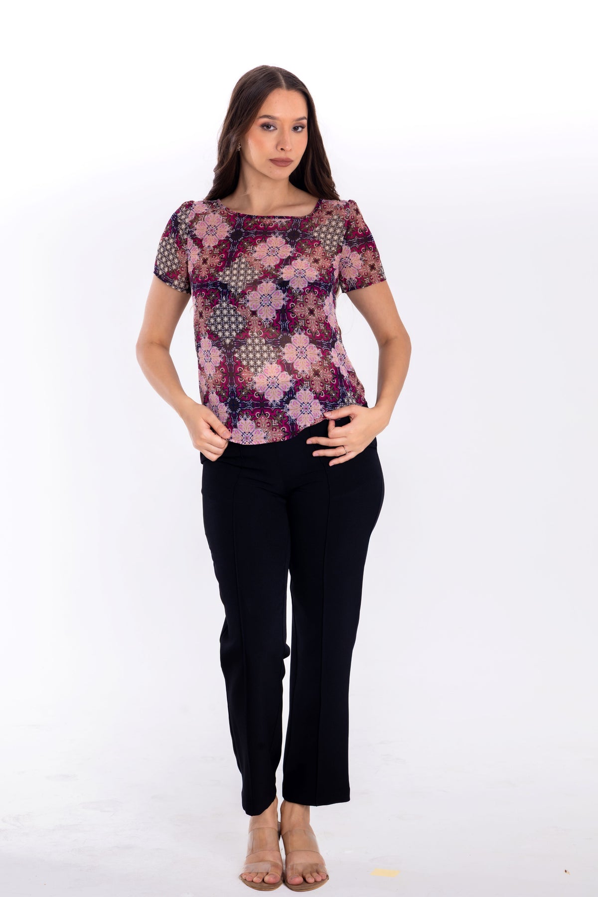 Cozy Wavy Medallion Tile Blouse