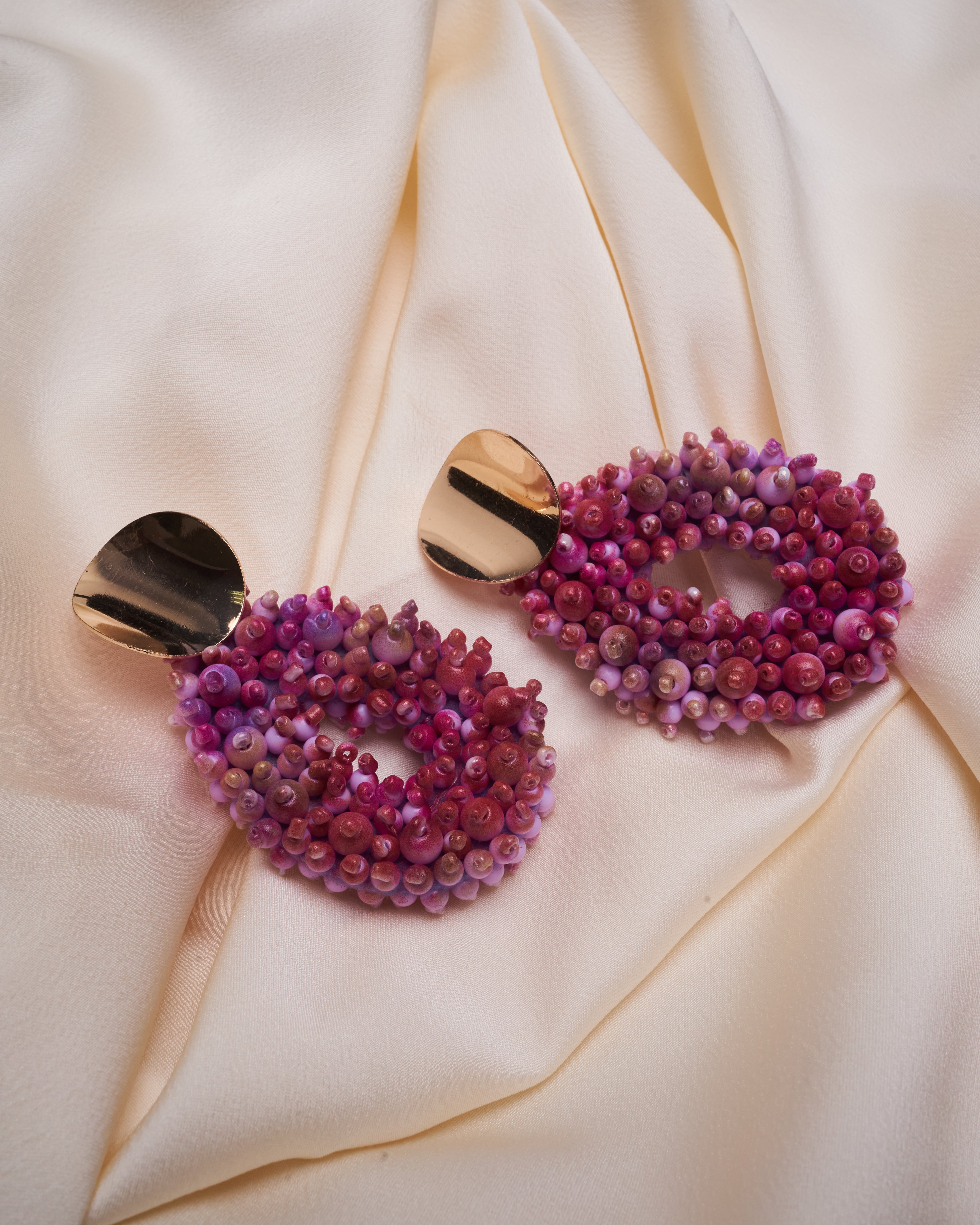 Pink Beaded Earings