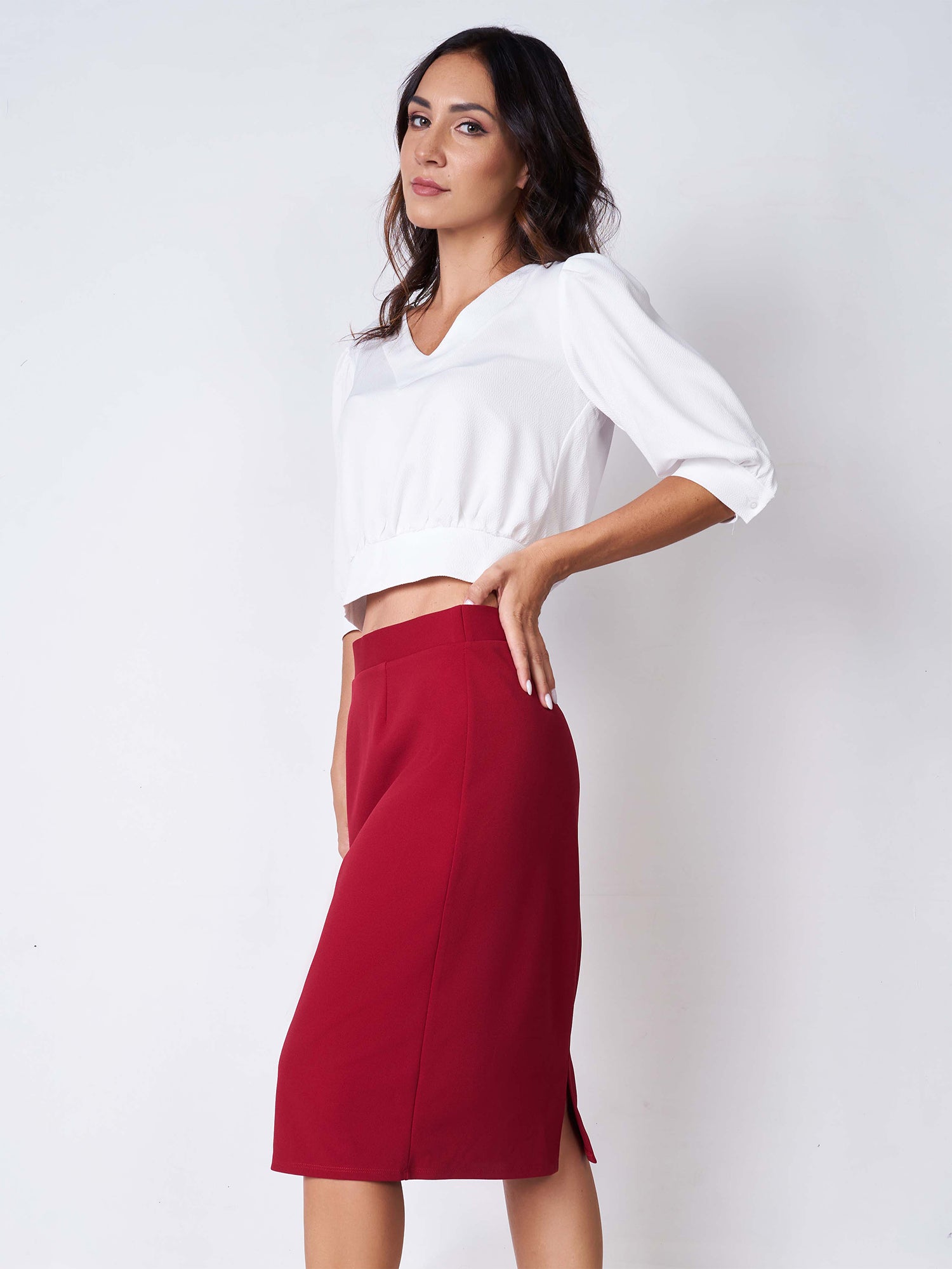 Tight midi skirt - red