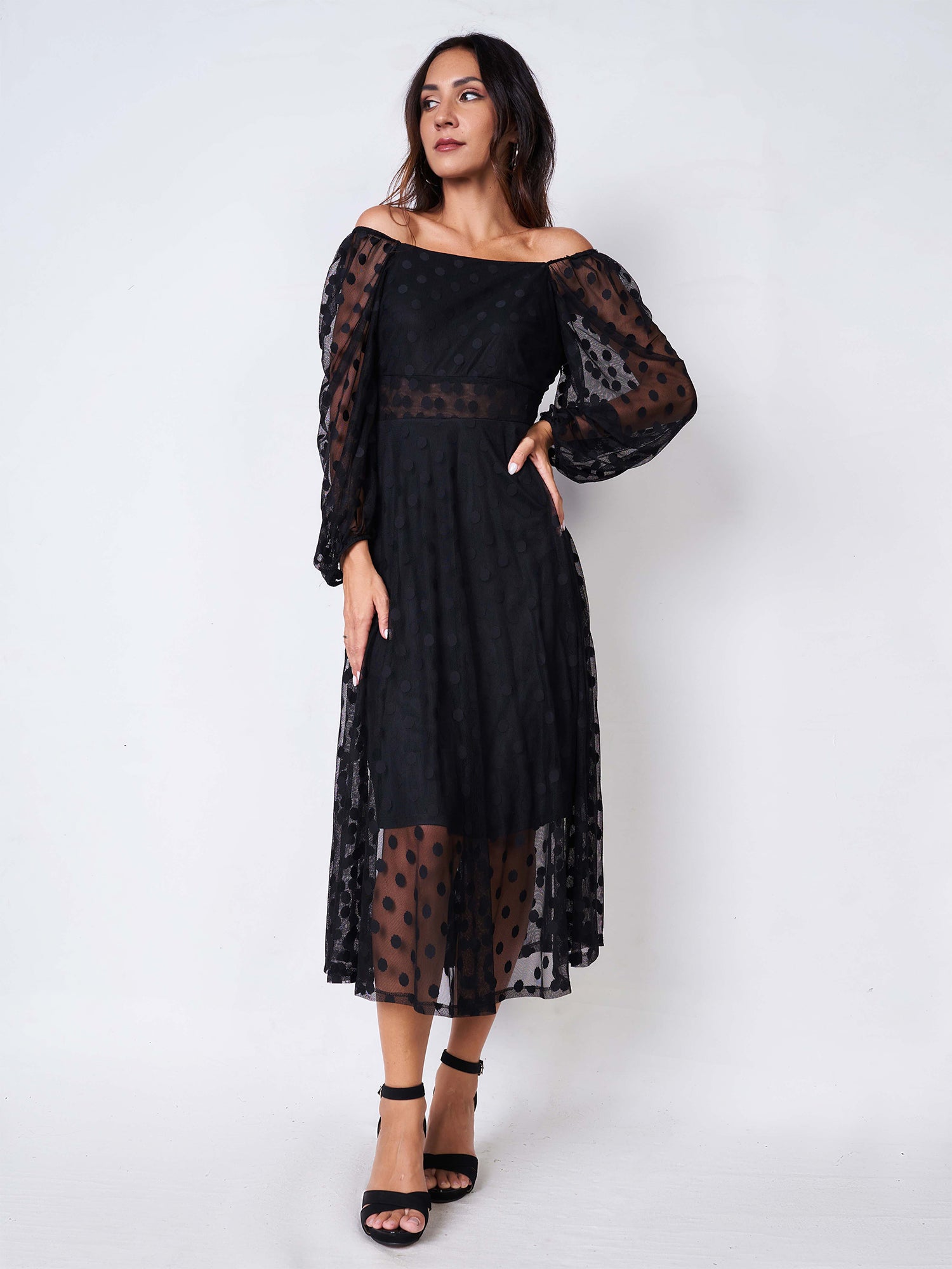 Victorian bell sleeve black dress