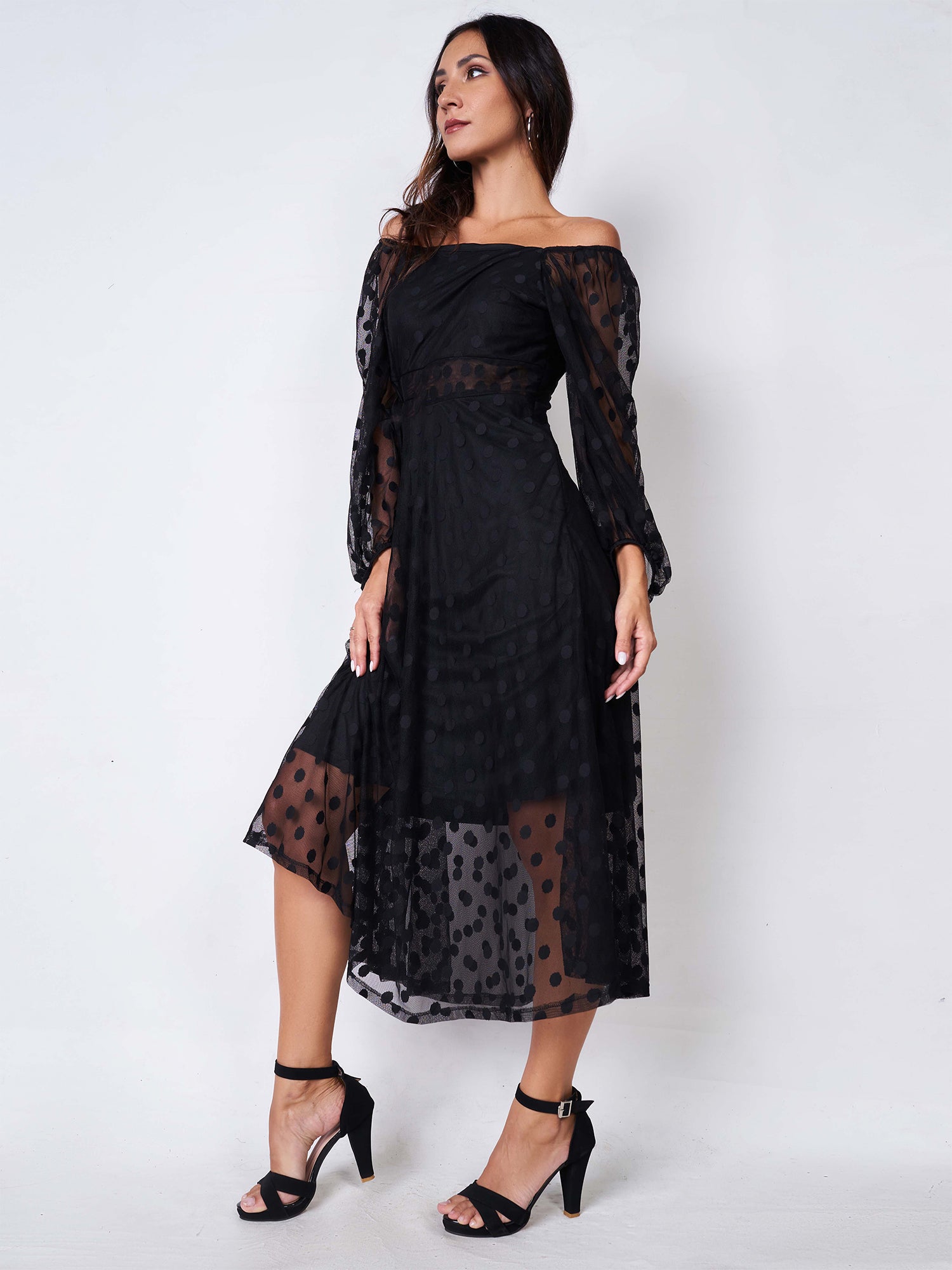 Victorian bell sleeve black dress