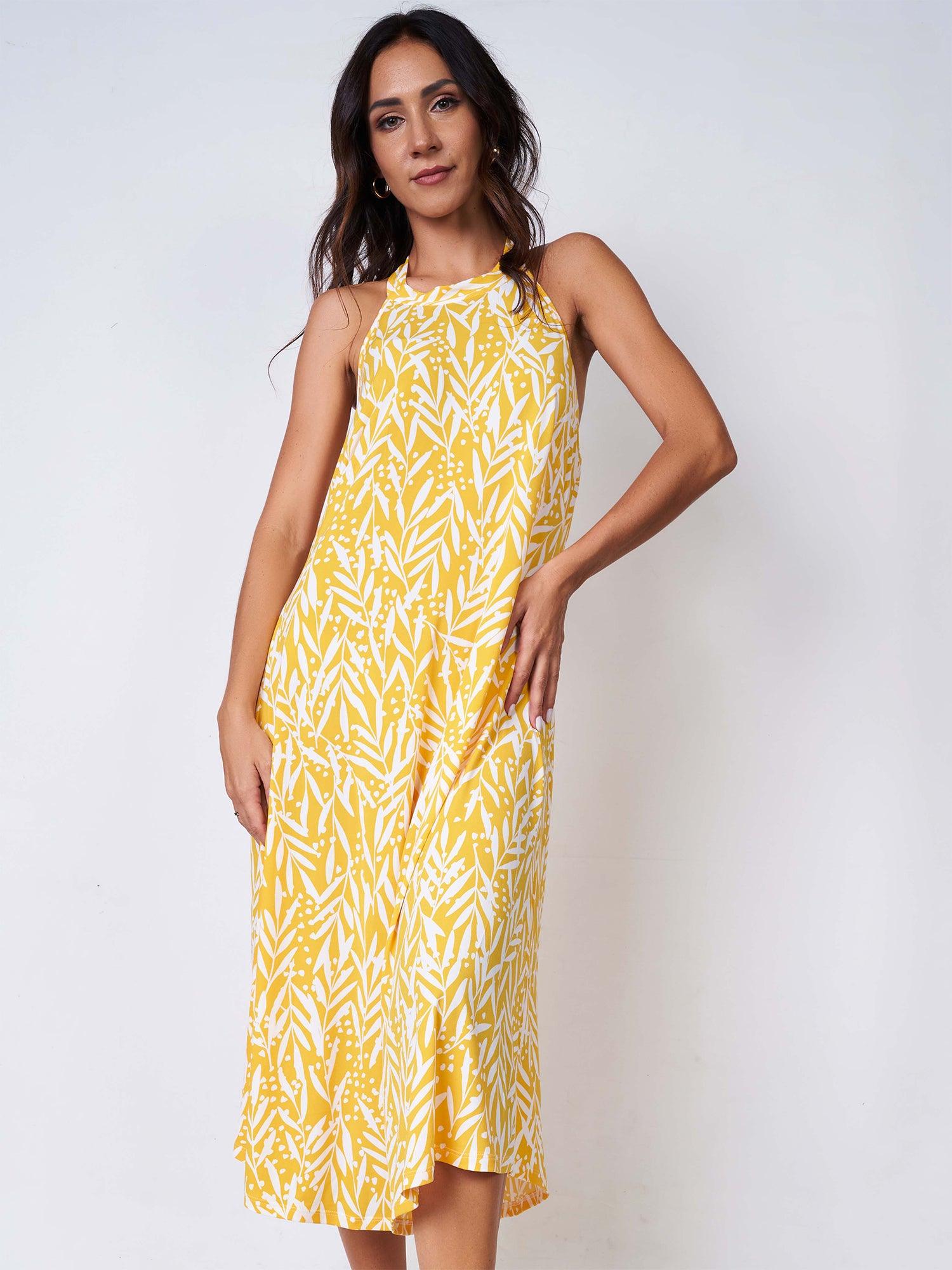 Yellow Floral Swinging Shift Dress - Avirate Sri Lanka