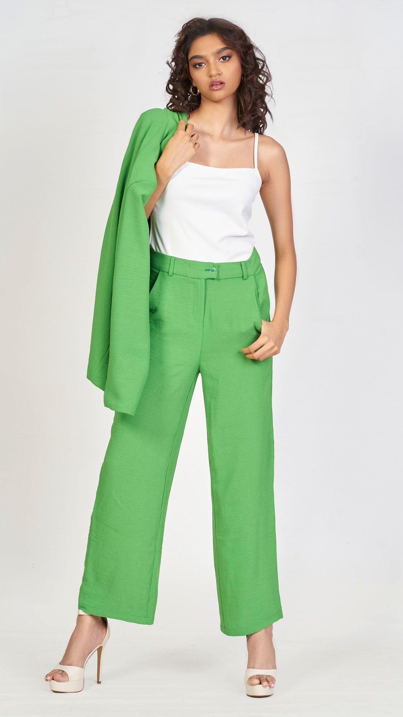 All green power suit pant
