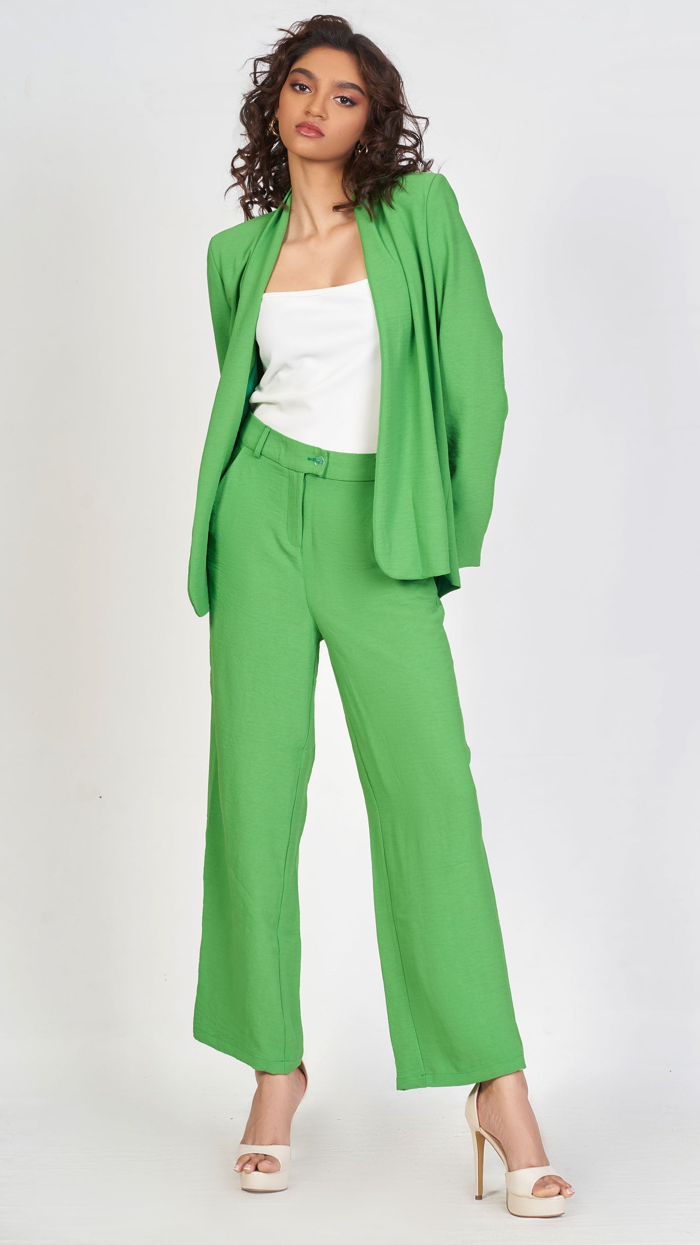 All green power suit pant