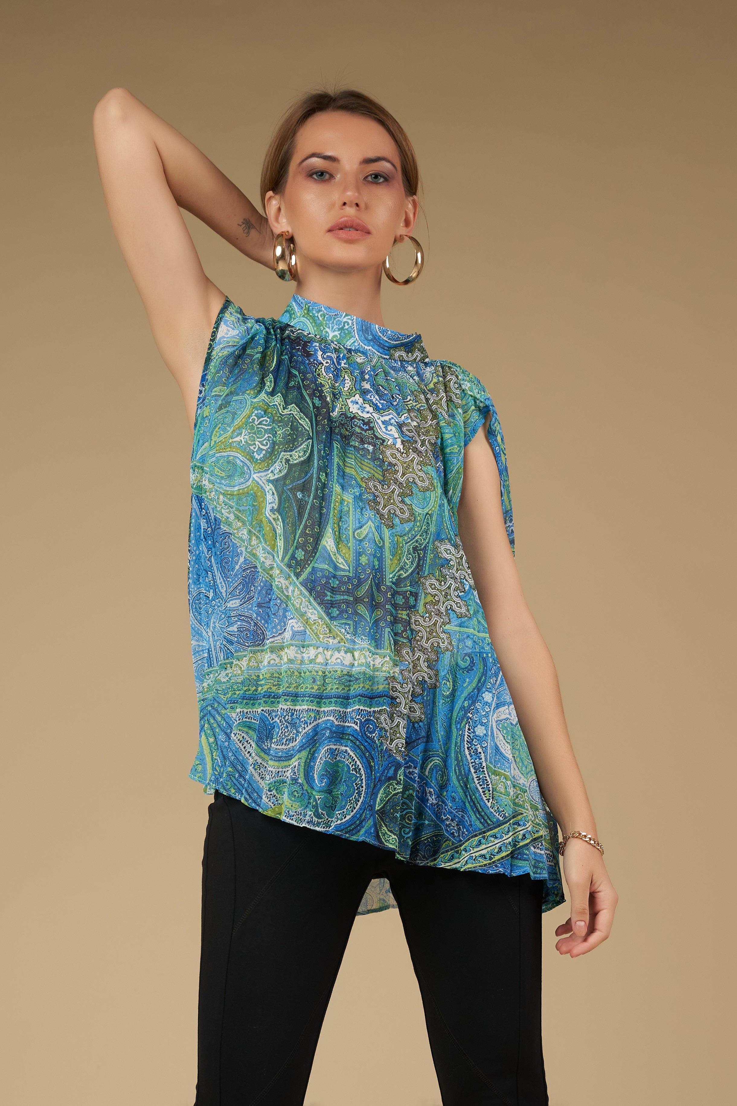 Pleated Mozaic Top