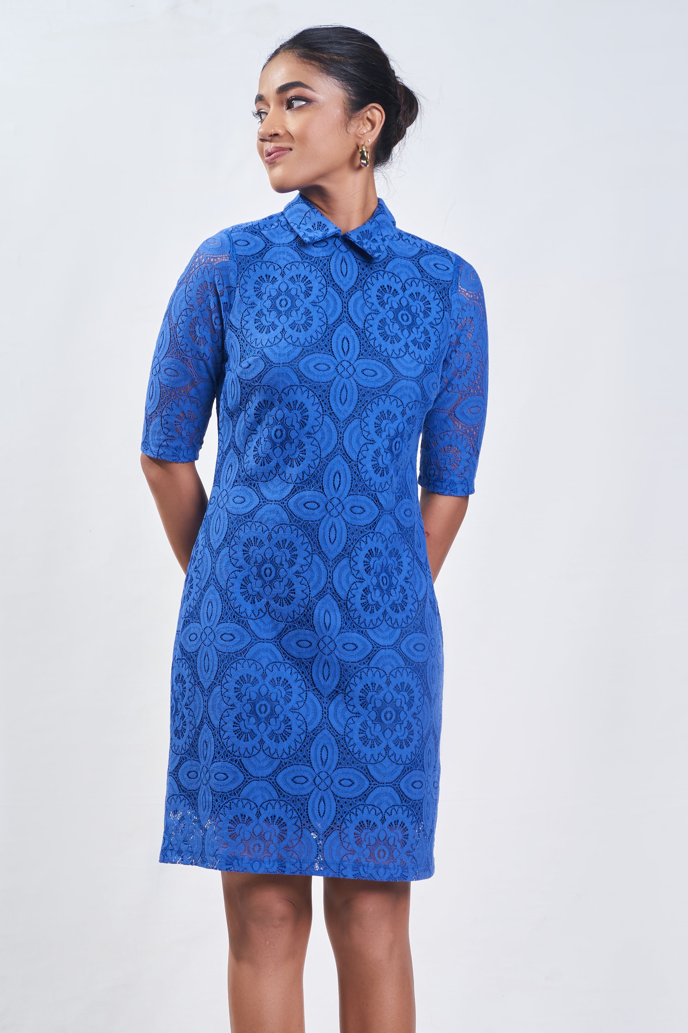 Trendy collared lace dress - Avirate Sri Lanka