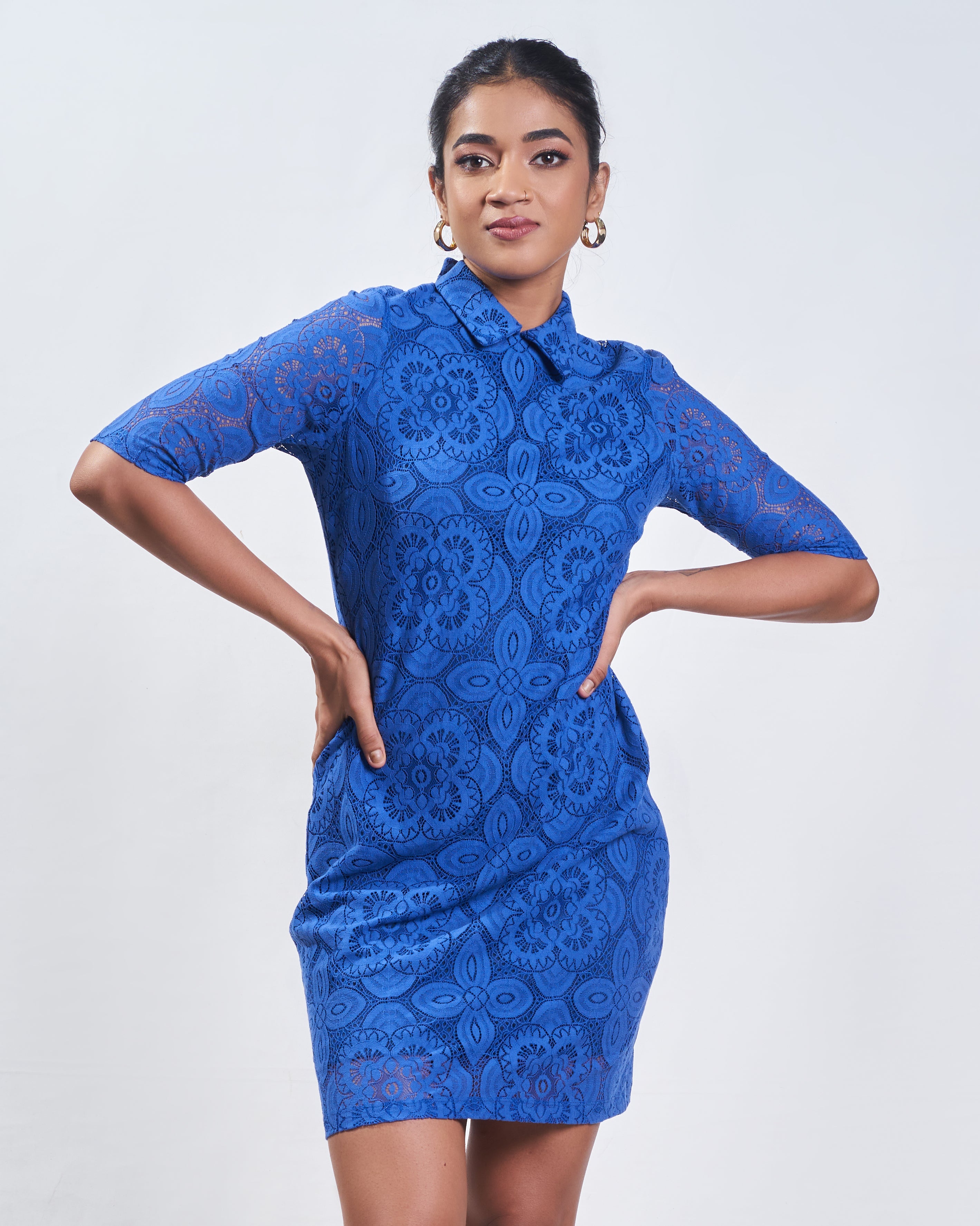 Trendy collared lace dress - Avirate Sri Lanka