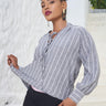 Striped linen ash top - Avirate Sri Lanka